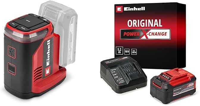 Einhell TE-ES 18/150/1 Li-C-Solo, Ak l  Enerji  stasyonu + Einhell 18V 5,2 Ah PXC Starter-Kit Ba lang  Seti, Ak  ve  arj Cihaz