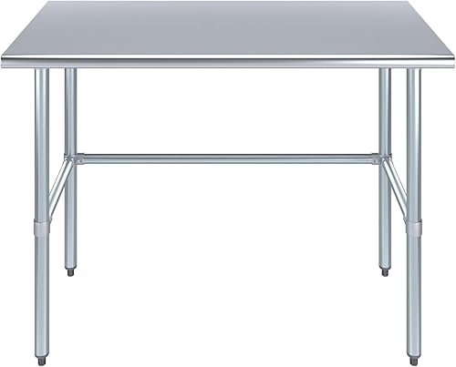 Vista 52 de Mesa de trabajo de acero inoxidable de base abierta con galvanizado