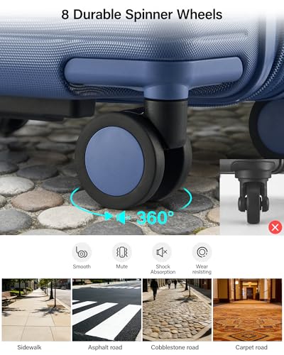 Image of MILADA 28 Inch Large Expandable Checked Luggage with 8 Spinner Wheels, Hardshell Suitcase with TSA Lock, Lightweight Durable PC Shell, Airline-Approved for Extended Travel, Interstellar Blue
