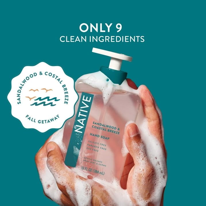 Native Sandalwood & Coastal Breeze Liquid Hand Soap 13 fl oz with Travolle Dispenser Pump image 5