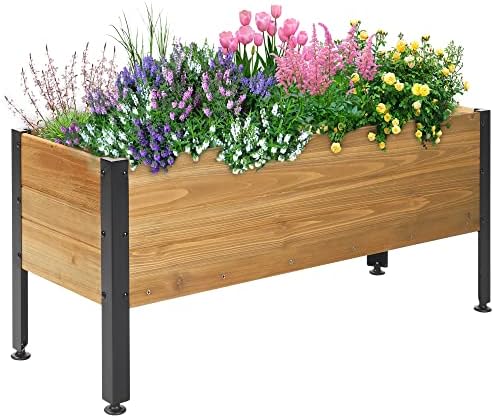 OIPRTGFJ Wood Rectangular Garden Planter Box Raised Garden Bed Outdoor,Planters for Outdoor Plants 37x13x15in Elevated Planter Box for Herbs Vegetables Flowers Great for Outdoor Patio Deck Balcony
