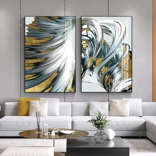 Peinture sur toile feuille d'or KEBIA d'une élégance moderne pour décoration murale chic