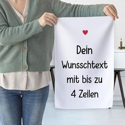GRAZDesign Geschirrtuch Aufdruck selbst gestalten - Wunschtext - 60x40cm - weiß - personalisiert selber Bedrucken beschriftet Herz – Bild 3