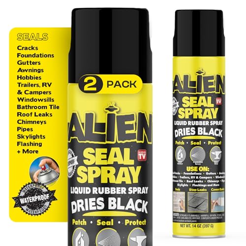 Alien Tape Liquid Sealant Spray 2 Pack Waterproof Liquid Rubber Spray Prevents Patches and Seals Leaks Protects Surfaces Works on Most Materials Long Lasting Dries Black
