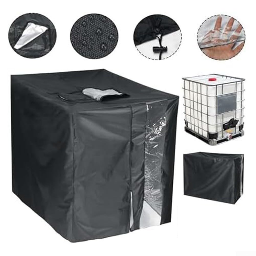 IBC - Copertura protettiva per serbatoio dell'acqua da 300 L, 600 L, 800 L, 1000 L, in tessuto Oxford 420D, con cerniera e finestra trasparente (600 L)