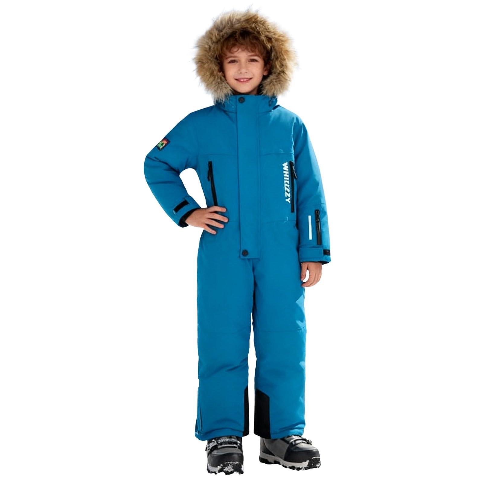 Traje de nieve para niños, traje de esquí de una pieza, chaqueta de esquí con capucha, impermeable, chaqueta de invierno, cálido traje de invierno, resistente al viento, mono de esquí para niños/niñas