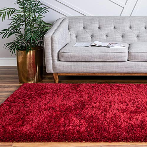 Rugs.com Infinity Collection Solid Shag Area Rug â€“ 9' x 12' Merlot Shag Rug Perfect for Living Rooms, Large Dining Rooms, Open Floorplans
