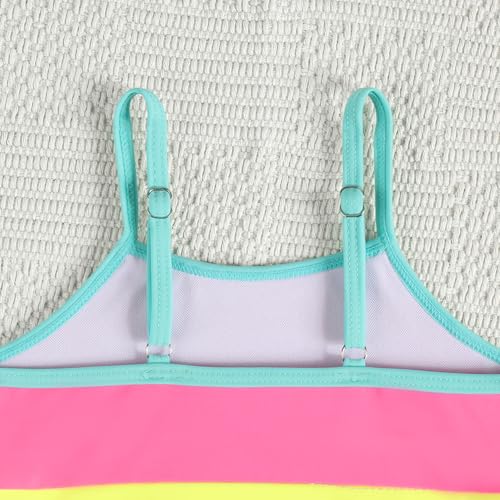 Image of Little Girl Swimsuit Casual Swimwear Kids Two Piece Color Block Bathing Suits Beach Bikini Set 3-12Years