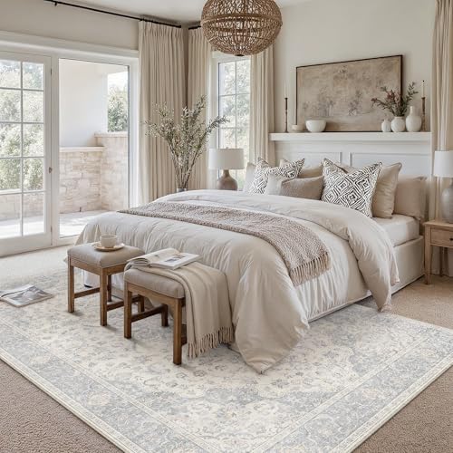 PureCozy Vintage Teppich Wohnzimmer 300x400cm Grau Waschbarer rutschfest – Ansicht 4