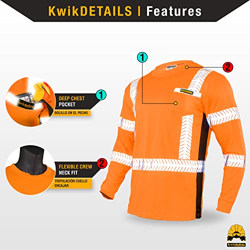 Kwiksafety - Charlotte, Nc - Renaissance Man Long Sleeve Safety Shirt - Fishbone Tape - Class 3 Ansi Osha High Vis Reflective Gear/Orange Xl #TOP3