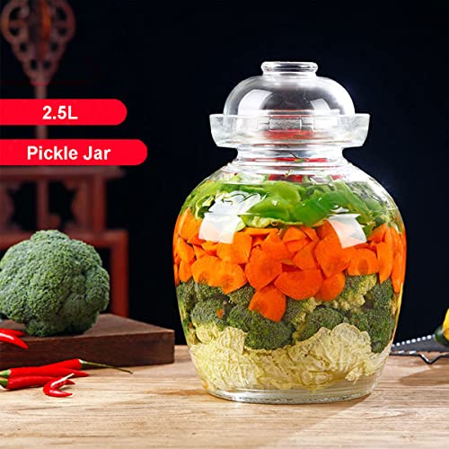 Glass Jar With Lid 2.5 Liter Fermentation Jar, Traditional Fermenting Crock Kit With Water Seal Airlock Lid, Pickle Jar For Pickles Kimchi, Sauerkraut, Wine Brewing, Kombucha #TOP5