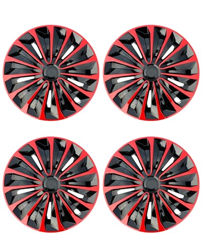 Image of ABX Hubcaps,16 inch hubcaps Set of 4, Wheel Rim Cover ABS Material, Snap On Car Truck SUV Replacement, for Toyota Camry Nissan Mazda etc, Black&Red