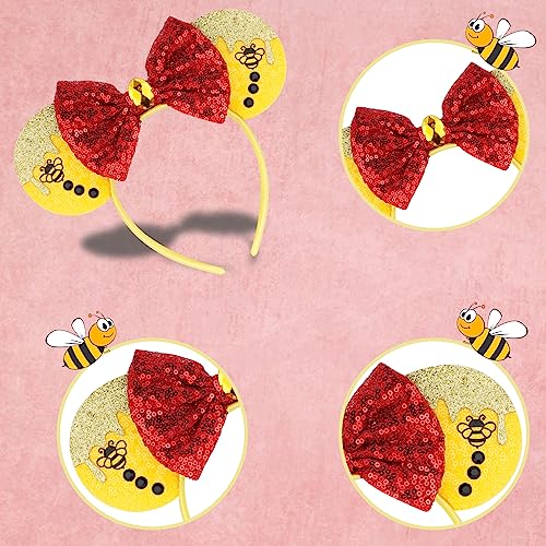 Image of FANYITY Christmas Minnie Ears,Mickey Sequin Ears Headband for Boys Girls Women halloween&Disney Trip (Winnie) One size fits all