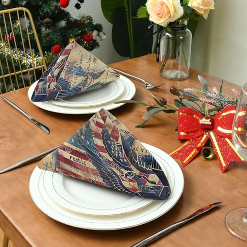 Servilletas de Tela Vintage American Flag Set de 6 50.5x50.5 cm miniatura 3