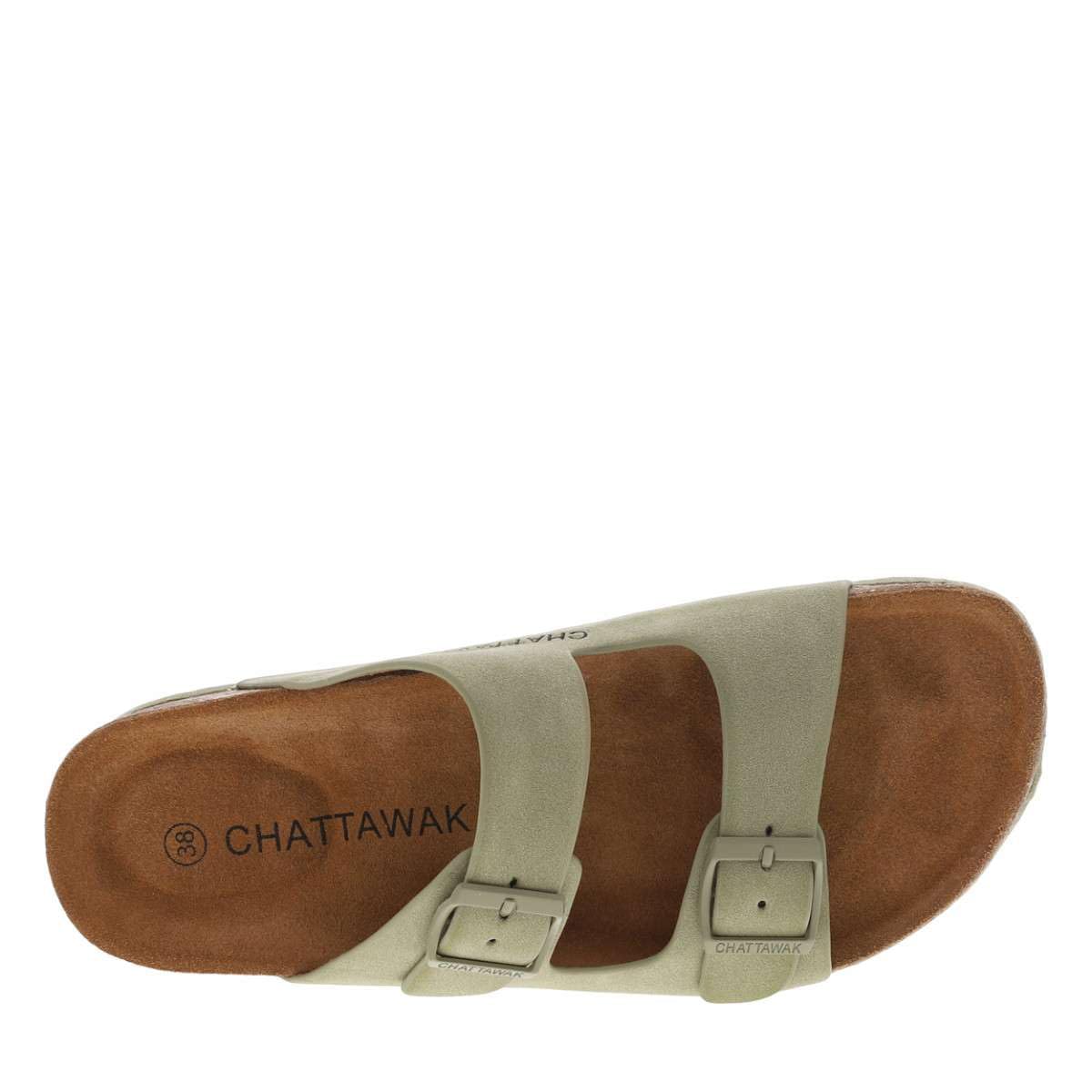Chattawak - Mules FEMME vertes et à boucle à ardillon