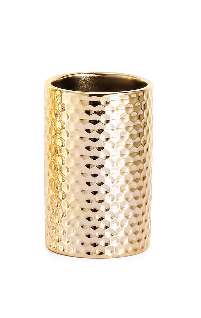 Set Accessori Bagno In Ceramica Giallo Lucido – 3 Pezzi Con Dispenser Sapone, Portaspazzolino E Portasapone - 3