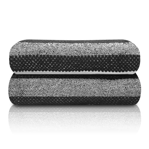GC GAVENO CAVAILIA Hand Towels | Pack of 2 Royal Stripe Hand Towels For Bathroom | Super Absorbent Fast Drying Hand Towel Egyptian Cotton Towels Set | Spa Gym Guest Towels 50x80 Cm, Charcoal
