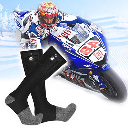 Upgraded Heated Socks,7.4V 2200Mah Electric Rechargeable Battery Heating Socks For Men Women,Winter Ski Hunting Camping Hiking Riding Motorcycle Warm Socks Foot Warmer (Black&Gray, X-Large) #TOP7
