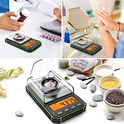 Keekit Digital Pocket Scale, 50G 0.001G Professional Milligram Scale, Portable Jewelry Scale With 50G Calibration Weight, Weighing Pan, Lcd Backlit Display (Battery/Tweezers Included)-Green #TOP5