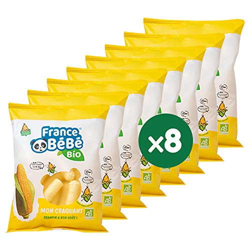 FRANCE BéBé BIO - Stick de maïs soufflé BIO - Mon Craquant - Vegan - Lot 8 sachets de 20g