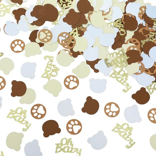 Image of 280Pcs Cream Brown Bear Baby Shower，Holiday Festival Party Table Home Decorations，Boy Girl First Birthday Nuetral Rustic Party Décor.(Gold Oh Baby Sign)