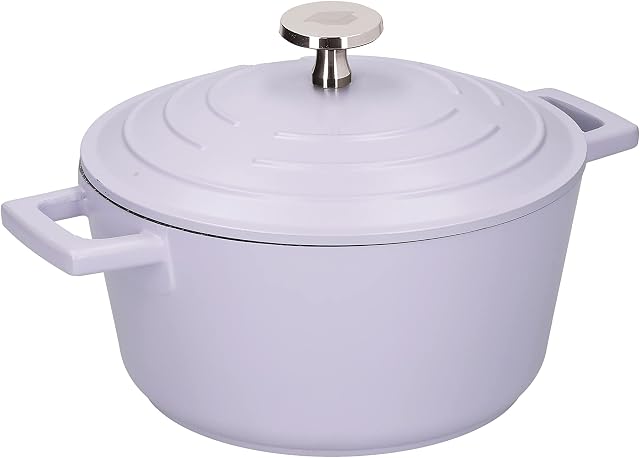 MasterClass Medium Casserole Dish with Lid, Lightweight Cast Aluminium, Induction Hob and Oven Safe, Lavender, 4 Litre/24 cm