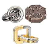 BESTonZON Casse-têtes en Métal Interactifs pour Personnes Âgées Lot De 3 Puzzles Aux T...