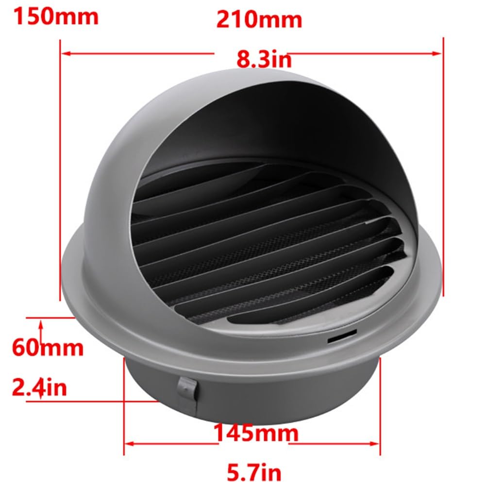 Rejilla de Ventilación de Acero Inoxidable，100/120/150 mm, Tapa Redonda de Ventilación de Aire con Lamas, Pantalla de Insecto，para Climatización, Secadoras，industria