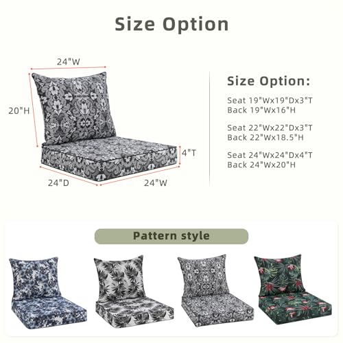 Image of Favoyard Outdoor Deep Seat Patio Cushions Set, 24 inch x 24 inch, Rainproof, Garden