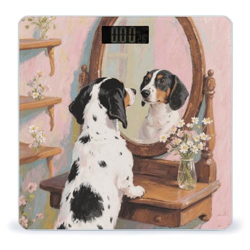 Báscula de baño digital con pantalla LCD y plataforma de vidrio templado miniatura 1