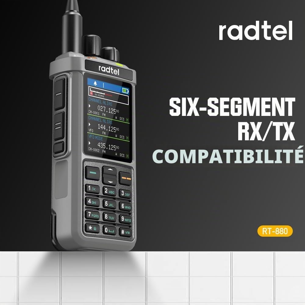 Radtel RT-880 10W Radio Amateur HF CB Récepteur SSB Talkie-Walkie 1024 Canaux avec Répéteur Interbande, Écran 2,4 Pouces, Antenne Ondes Courtes.