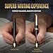 Scriveiner Luxury EDC Fountain Pen (Medium), Stunning Luxury Black Pocket Pen, Real Gold Plating, Schmidt Gilded Nib, Converter, Best Writing Gift Set for Men & Women, Nice Fancy Office Designer Pen