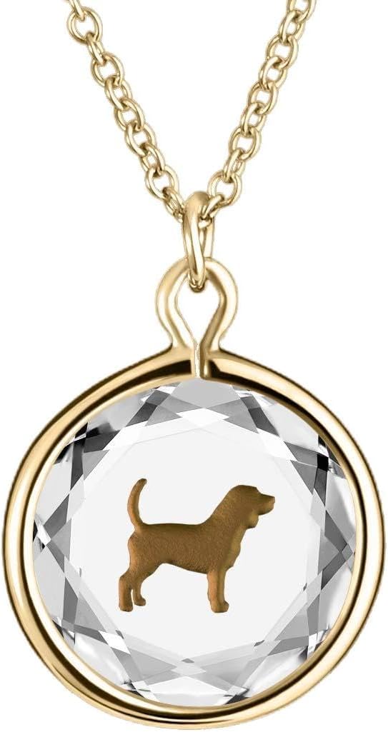 Engraved and Enameled Swarovski Crystal Beagle Pendant/Necklace in Sterling Silver
