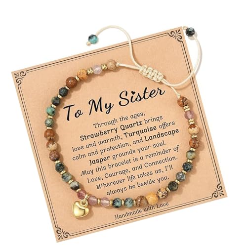 [Uqezagpa] Elegant Heart Charm Natural Stone Stone Handchain Adjustable Wristchain Daily Wear Jewelry for Trendy Women Trendy Fa