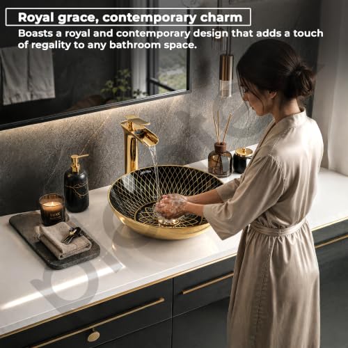 Image of Plantex Table Top Wash Basin For Bathroom /Designer Ceramic Basin /Countertop Vessel Sink Basin - Indo-European Collection (16 x 16 x 5 Inch)
