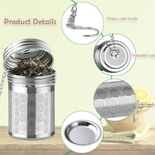 2 Pack Stainless Steel Tea Infusers, Extra Fine Mesh Strainers with Drip Trays, Brew Loose Tea - Image 6