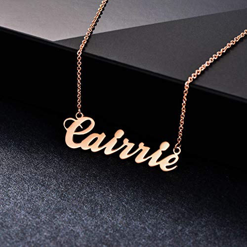 LONAGO Personalized Name Necklace 18K Gold Plated 925 Sterling Silver Custom Made Any Nameplate Pendant Jewelry for Women Mom2