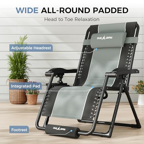 Image of UDPATIO Oversized Zero Gravity Chair Outdoor Padding Folding Recliner
