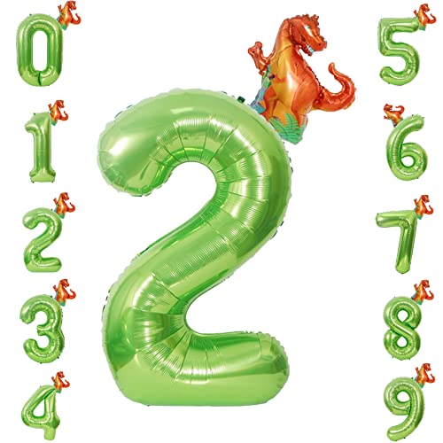 Ballon gonflable chiffre 0 avec dinosaure, 101 cm vert ballons chiffre 0, ballon hélium chiffre 0, ballon d'anniversaire pour fille, décoration de mariage, anniversaire, fête mouches à l'hélium Cover