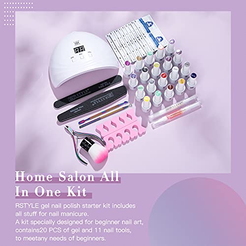 RSTYLE Shellac Set Starterset mit Lampe 168 W, 16 Farben Nagelset Starterset Gelnägel mit 168w Nagellampe UV Gel Nagel… – Bild 3
