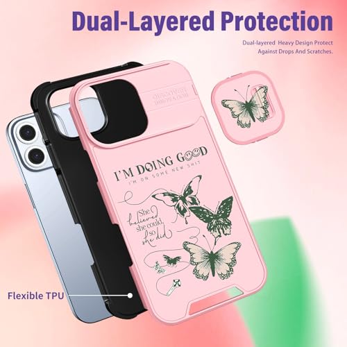 Image of Funermei for iPhone 16 Pro Case - Women Girls Cute Phone Cover Girly Pretty Aesthetic Unique Butterfly Design with Camera Cover Funda for Apple for iPhone 16 Pro
