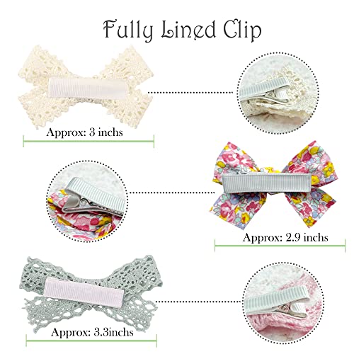 Hair Bows For Toddler Girls, 18 Pcs Baby Hair Clips, Spring Fully Lined Lace Alligatofr Clip Hair Barrettes Accessories For Little Girls Kids In Pairs #TOP1
