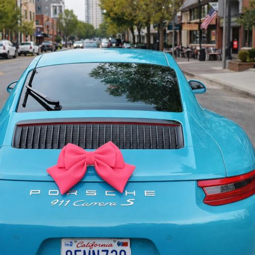 Image of Pink Car Bow for Women Cute Car Exterior Cute Decor for Girls Coquette Decorations for Cars (Rose Pink)