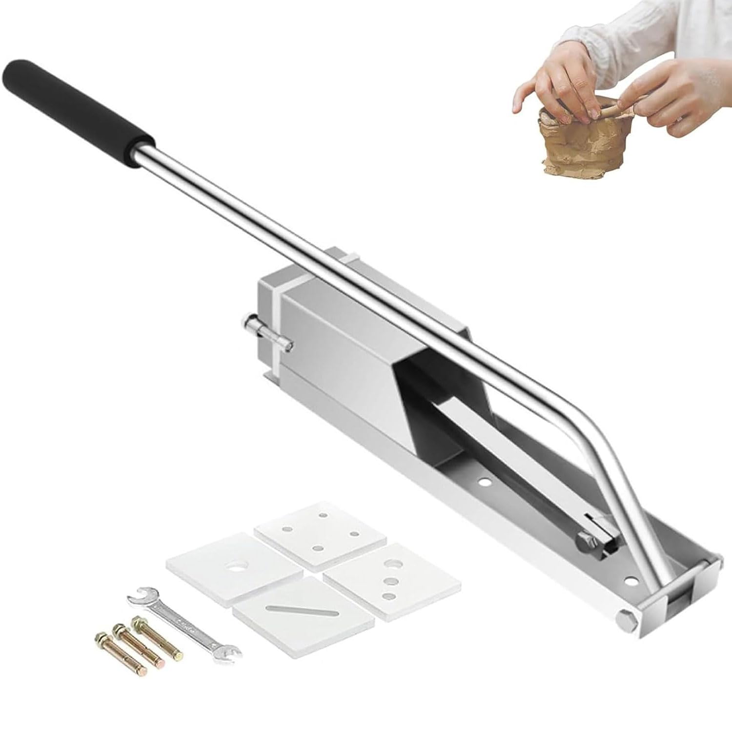 Extrusor de arcilla de acero inoxidable montado en la pared con 4 módulos intercambiables para manualidades de cerámica y cerámica