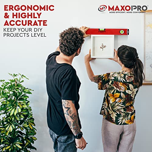 16-Inch Torpedo Level Magnetic – Heavy-Duty Box Leveler Tool With 3 Vials 45°,90°,180° - Aluminum Alloy Magnetic Level Tool – Lightweight And Sturdy Plumbing Level For Professionals – By Maxopro #TOP4