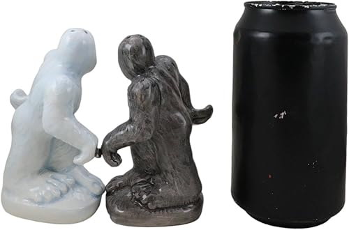 Miniatura 8 de Ebros - Juego de salero y pimentero de cerámica con diseño de muñeco de nieve blanco abominable y muñeco de nieve blanco, Yeti y gris, Sasquatch,