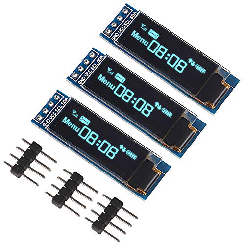 MELIFE 3pcs OLED Display Module, 0.91 inch I2C SSD1306 OLED Display Module I2C OLED Screen Driver with Pin DC 3.3V~5V. Blue