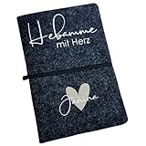 mit dem Namen der Hebamme Notizbuch A5 mit festem Filzeinband  Hebamme mit Herz und Namen  Hebammen Geschenk