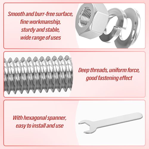 Image of 20PCS 3 /8-16 x 1 /2 inch 304 Stainless Steel Fully Threaded Bolt with Nut Flat & Lock Washers and Spanner