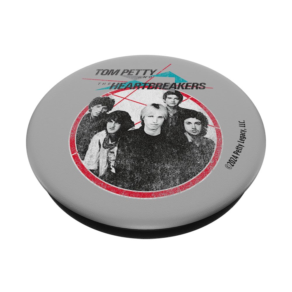 Tom Petty Long After Dark Band Photo Circle Distressed PopSockets Adhesive PopGrip, Black - Image 2